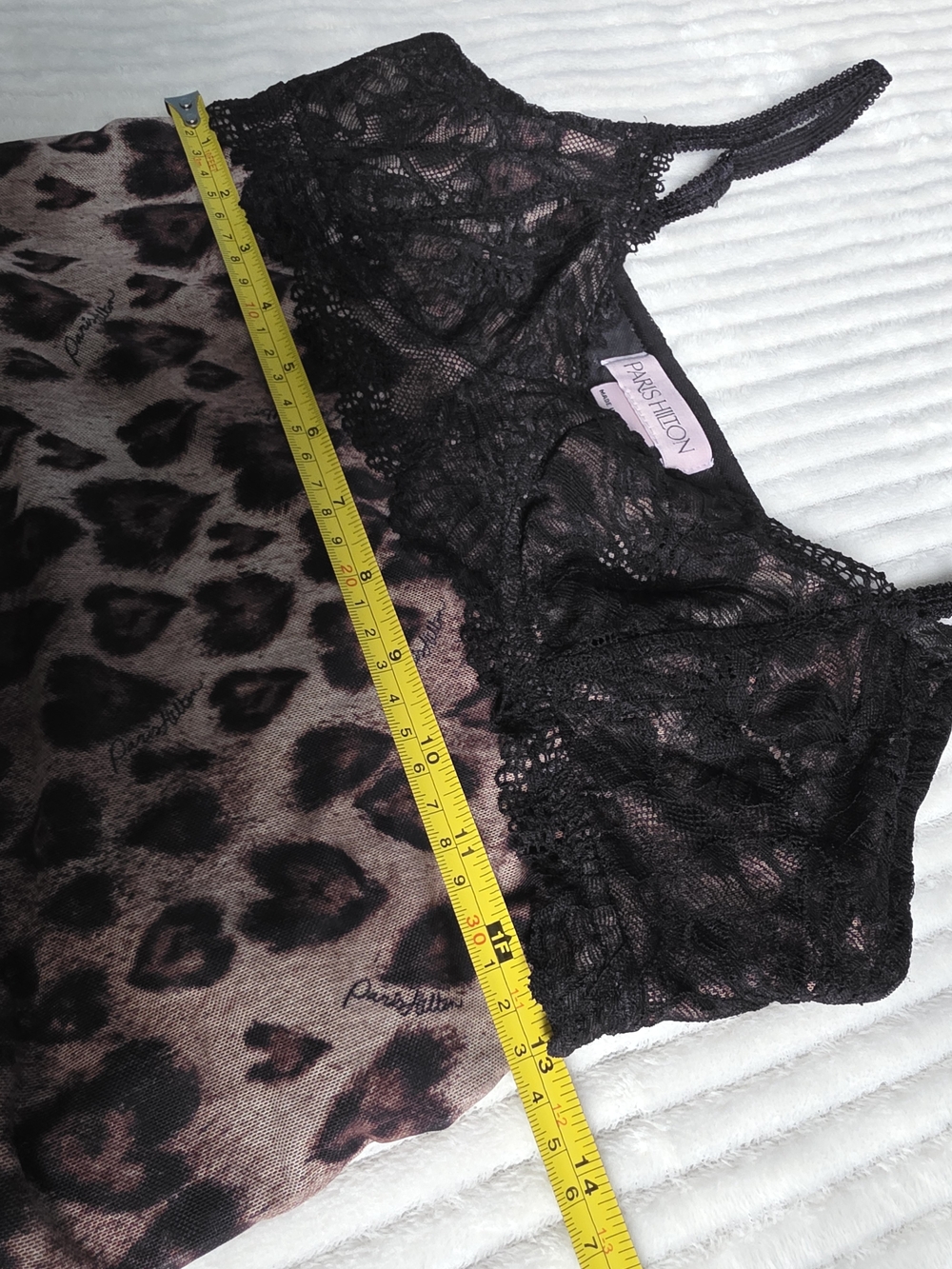 Paris Hilton Leopard Print Lace Trim Cami & Pants Sleep Set - Black/Brown - Picture 5 of 11